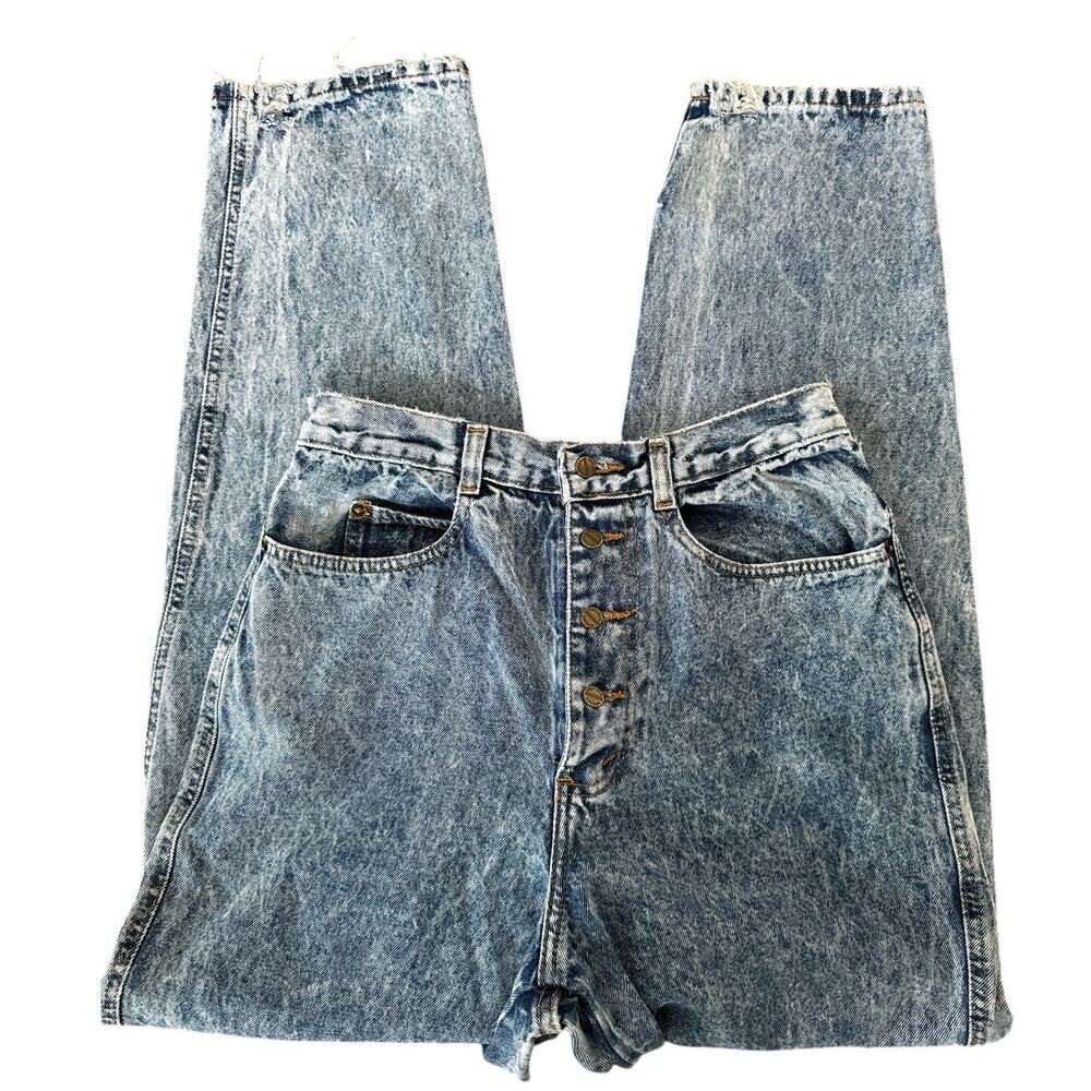 1980s Essentials Sport Acid Wash Mom Jeans High Rise Button Fly M